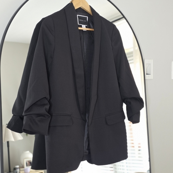 Another Story Black Ruched Sleeve Blazer, Size Small - Picture 3 of 11